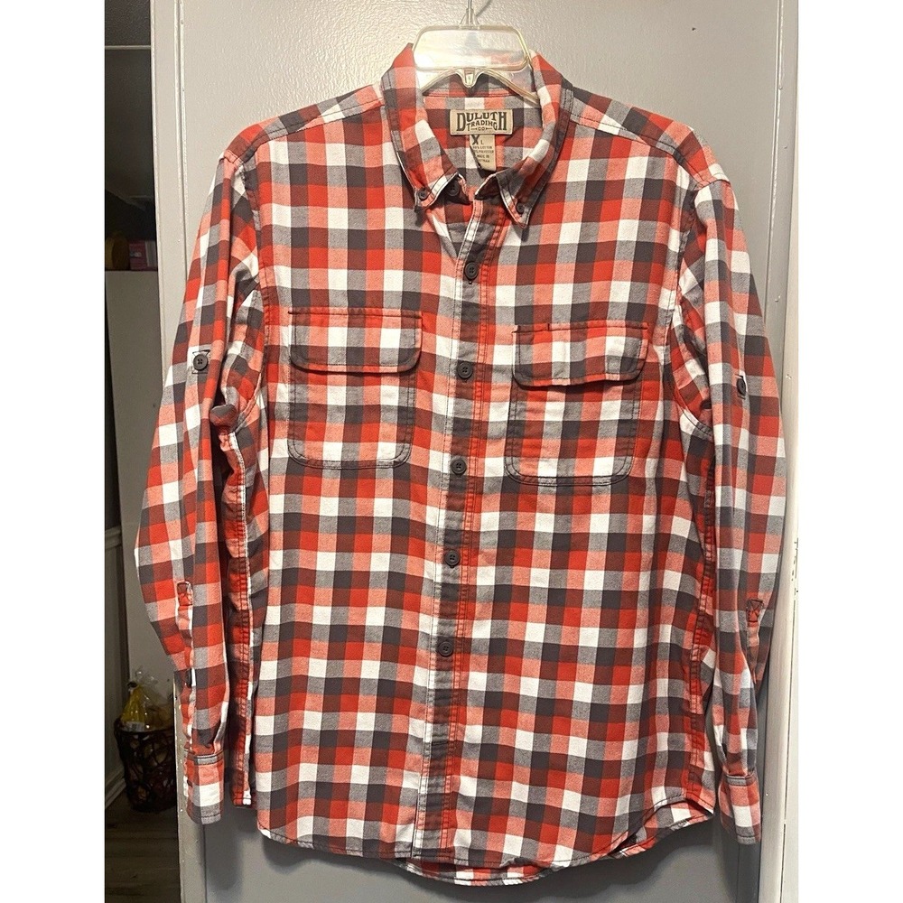 Duluth Trading Co. Flannel Plaid Button-Down Long Sleeve Men's XL Pockets